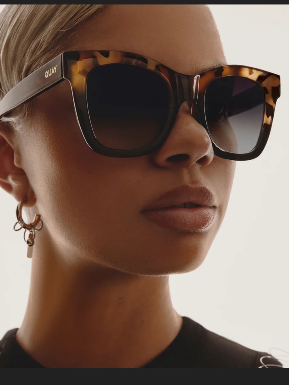 Quay Australia Tortoiseshell Sunglasses with Gradient Purple Lenses